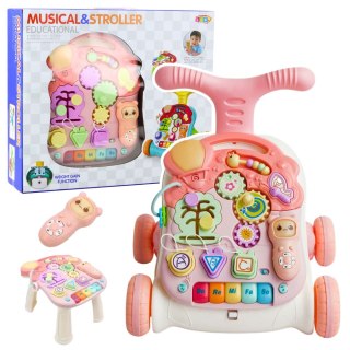 Chodzik Edukacyjny Stolik Panel Interaktywny Stolik 5w1 Różowy LEAN Toys