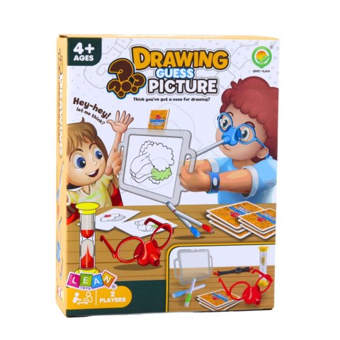 Gra Rodzinna Kalambury Narysuj i Zgadnij Obrazek Malowanie Nosem LEAN Toys