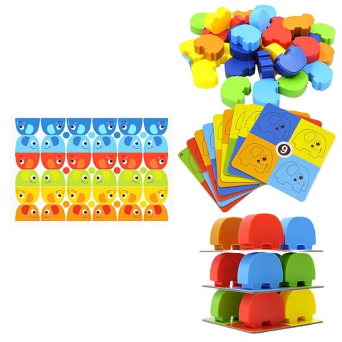 Gra Zręcznościowa Rodzinna Wieża Ze Słoników Układanie 45 el. LEAN Toys