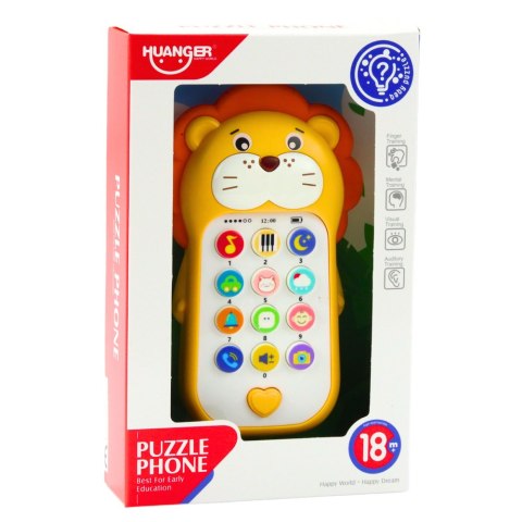 Interaktywny Telefon Edukacyjny Dla Malucha Dźwięki Melodie Lew Żółty LEAN Toys