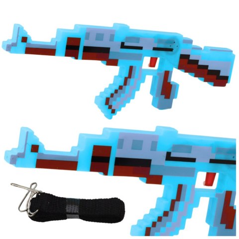 Karabin Pikselowy Broń Światła Dźwięki Niebieski 39cm LEAN Toys
