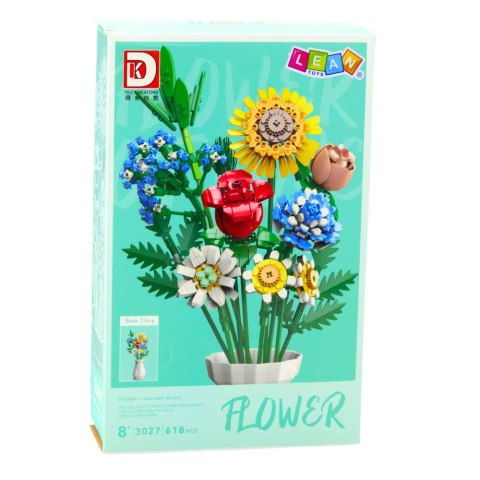 Klocki Konstrukcyjne Bukiet Kwiaty W Wazonie Kolorowe 618el LEAN Toys