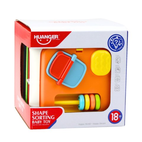 Kostka Sensoryczna Edukacyjna Dla Dzieci Sorter Elastyczne Przęsła Kolorowa LEAN Toys