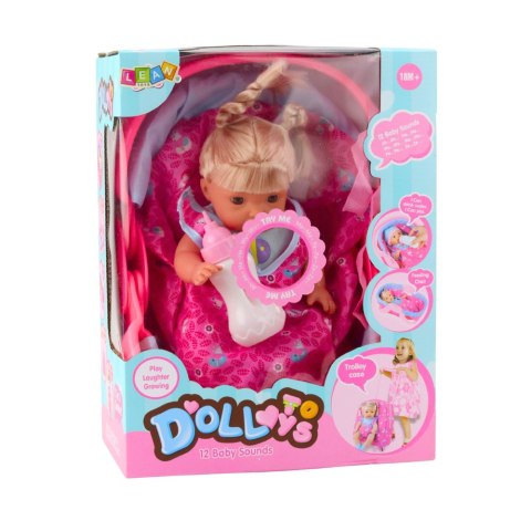 Lalka Bobas W Nosidełku Butelka Smoczek Mówi Gaworzy Siusia LEAN Toys