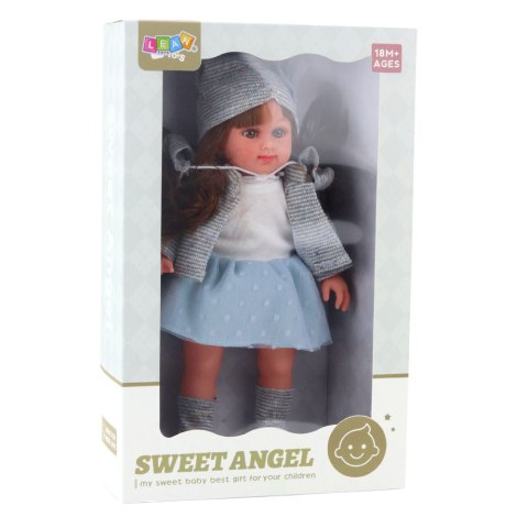 Lalka W Niebieskiej Sukience Czapeczka Sweterek Rękawiczki Czapka 36,5cm LEAN Toys