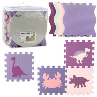 Miękkie Puzzle Mata Edukacyjna Kojec Pianka EVA Różowe Fioletowe 25szt LEAN Toys