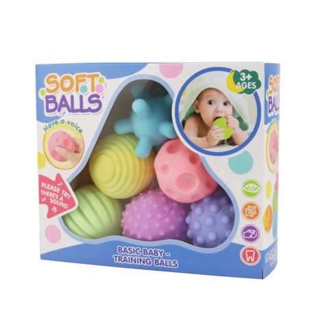 Piłki Sensoryczne Dla Dzieci Edukacyjne Miękkie Kolorowe 6szt LEAN Toys