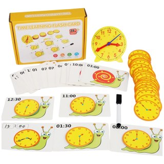 Pomoc Dydaktyczna Edukacyjna Nauka Godzin Zegar Karty Pisak Suchościeralny LEAN Toys