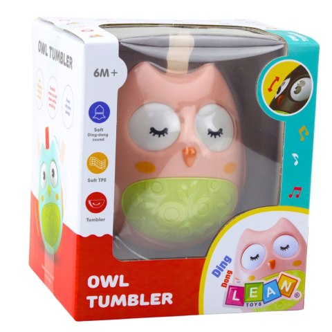 Sowa Wańka-Wstańka Dla Niemowląt Dźwięk Dzwoneczków Różowa LEAN Toys