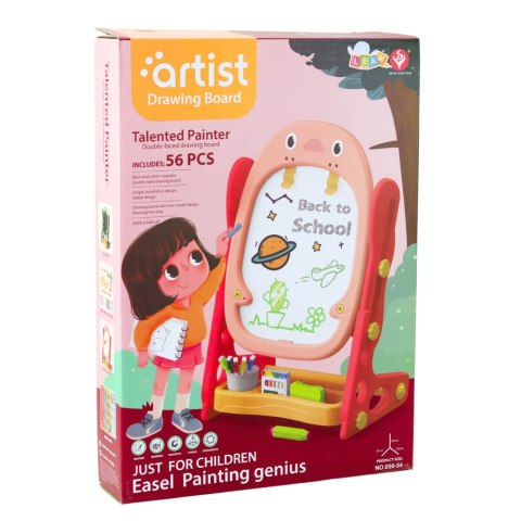 Tablica Magnetyczna Dwustronna Pingwin Zestaw Gier Akcesoria 56el Różowa LEAN Toys