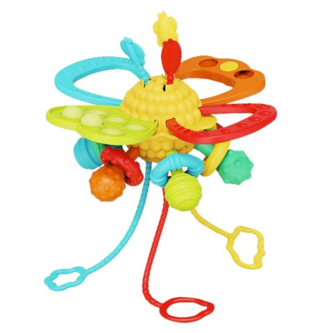 Zabawka Sensoryczna 6w1 Gryzak Sznurki Do Przeciągania Pop-It Kolorowa LEAN Toys