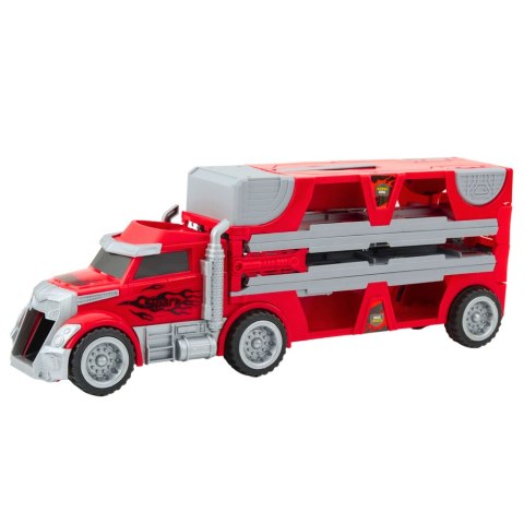 Zestaw Ciężarówka Rozkładana Z Torem Wyścigowym 6 Autek LEAN Toys