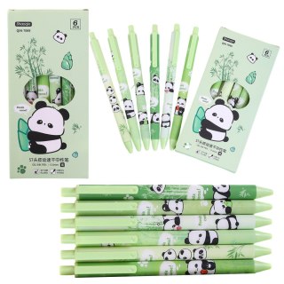 Zestaw Długopisów Panda Bambus Zielone Czarny Tusz 0,5mm 6szt LEAN