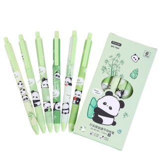 Zestaw Długopisów Panda Bambus Zielone Czarny Tusz 0,5mm 6szt LEAN