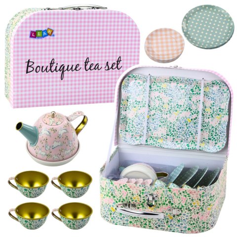 Zestaw Do Herbaty W Walizce Zastawa Metalowa Pastelowa 15el LEAN Toys