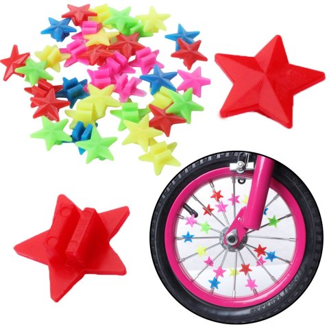 Zestaw Koraliki Na Szprychy Do Roweru Gwiazdki Kolorowe 2cm 35szt LEAN Toys