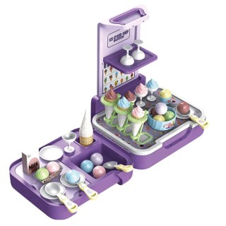Zestaw Walizka Z Lodami Mobilny Sklepik Lodziarnia Kuchnia 3w1 62 el. LEAN Toys