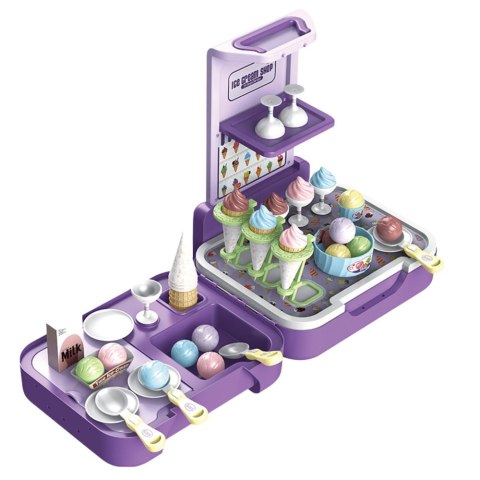 Zestaw Walizka Z Lodami Mobilny Sklepik Lodziarnia Kuchnia 3w1 62 el. LEAN Toys