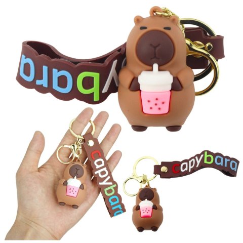 Brelok Figurka Kapibara Z Kubkiem Zawieszka Karabińczyk Kółko LEAN TOYS