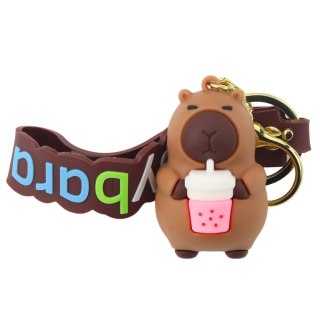 Brelok Figurka Kapibara Z Kubkiem Zawieszka Karabińczyk Kółko LEAN TOYS