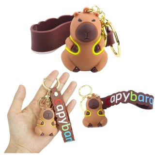 Brelok Figurka Kapibara Z Żółtym Plecakiem Zawieszka Karabińczyk Kółko LEAN TOYS