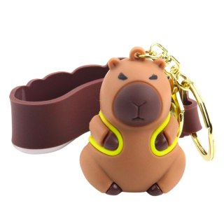 Brelok Figurka Kapibara Z Żółtym Plecakiem Zawieszka Karabińczyk Kółko LEAN TOYS