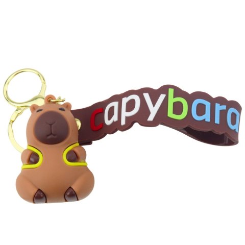 Brelok Figurka Kapibara Z Żółtym Plecakiem Zawieszka Karabińczyk Kółko LEAN TOYS