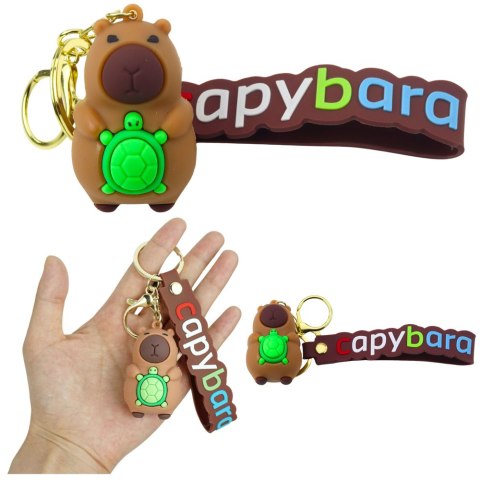 Brelok Figurka Kapibara Z Żółwiem Zawieszka Karabińczyk Kółko LEAN TOYS