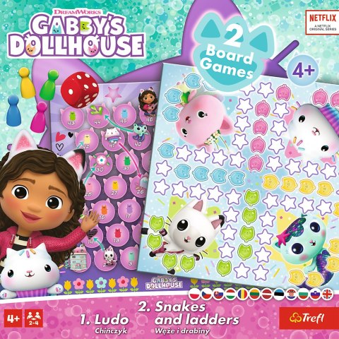 Gra 2w1 Chińczyk - Węże i drabiny Gabbys Dollhouse 02590 Trefl Gry