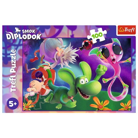 Puzzle - 100 - Smok Diplodok i przyjaciele - Human Film Smok Diplodok