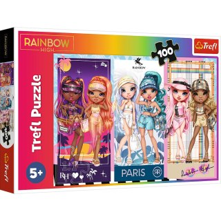 Puzzle - 100 - Tęczowe laleczki - MGA Rainbow high Trefl 16444 Trefl Puzzle