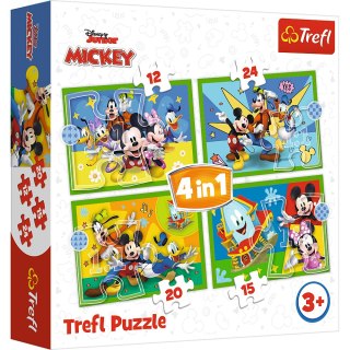 Puzzle - "4w1 (12, 15, 20, 24)" - Wśród przyjaciół Myszka Miki Trefl 34616 Trefl Puzzle