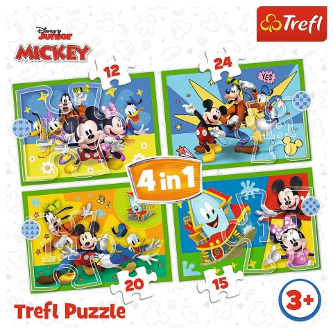 Puzzle - "4w1 (12, 15, 20, 24)" - Wśród przyjaciół Myszka Miki Trefl 34616 Trefl Puzzle