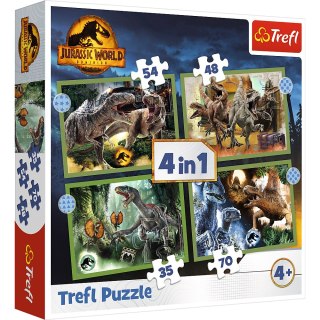 Puzzle - 4w1 - Groźne dinozaury - Universal Jurassic World Trefl 34607 Trefl Puzzle