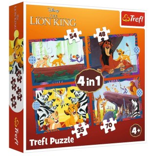 Puzzle - "4w1" - Odważny Król Lew / Disney Lion King Trefl 34653 Trefl Puzzle