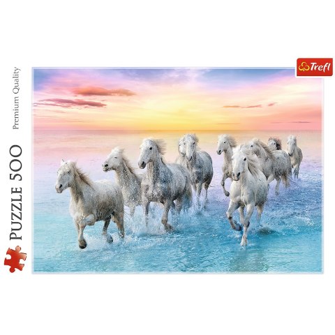 Puzzle 500 el. Białe konie w galopie Trefl 37289 Trefl Puzzle