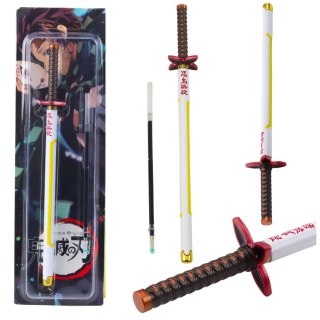 Długopis Miecz Katana Anime Metalowy Czarny Tusz Wymienny Wkład Biało-Żółty LEAN