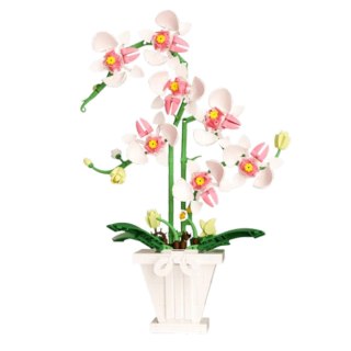 Klocki Konstrukcyjne Orchidea Storczyk W Doniczce Różowo-Biała 718 el. LEAN Toys