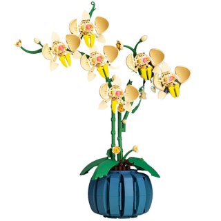 Klocki Konstrukcyjne Orchidea Storczyk W Doniczce Żółta 766 el. LEAN Toys