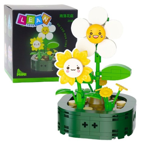 Mini Klocki Konstrukcyjne Kwiatki Z Buźkami Białe Żółte 142 el. LEAN TOYS