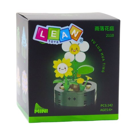 Mini Klocki Konstrukcyjne Kwiatki Z Buźkami Białe Żółte 142 el. LEAN TOYS