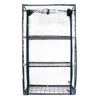 Mini Szklarnia Balkonowa Ogrodowa 3 Półki Metalowe Folia PVC 46 x 24 x 80cm LEAN