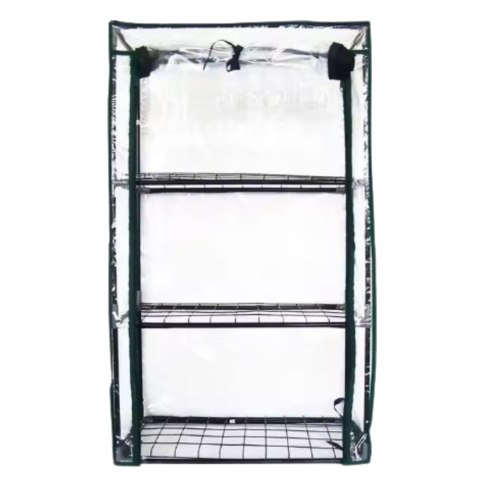 Mini Szklarnia Balkonowa Ogrodowa 3 Półki Metalowe Folia PVC 46 x 24 x 80cm LEAN