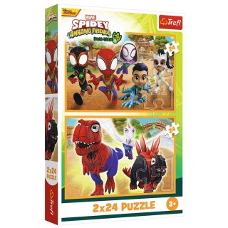 Puzzle 2x24 Spider i Dinozaury Trefl 34432 Trefl Puzzle