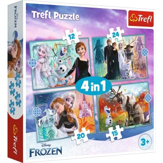 Puzzle - 4w1 (12, 15, 20, 24) - Niezwykły świat Frozen - Trefl