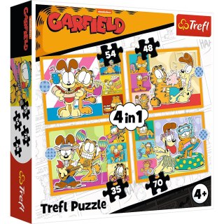 Puzzle 4w1 Garfield Kocha lasanięTrefl 34673 Trefl Puzzle