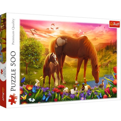 Puzzle - 500 - Konie na łące Trefl 37451 Trefl Puzzle