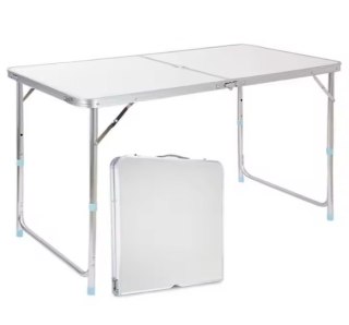 Stół Turystyczny Kempingowy Składany Regulowany Aluminiowy Biały 120x60cm LEAN