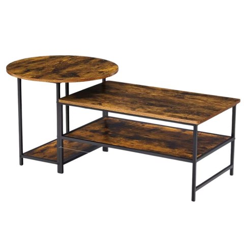 Zestaw Stolików Kawowych 2w1 Vintage Drewno Rustykalne 123x60x51cm LEAN