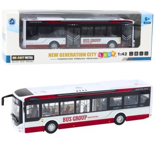 Autobus Miejski Metalowy Dźwięk Światła 1:42 Czerwony LEAN Toys